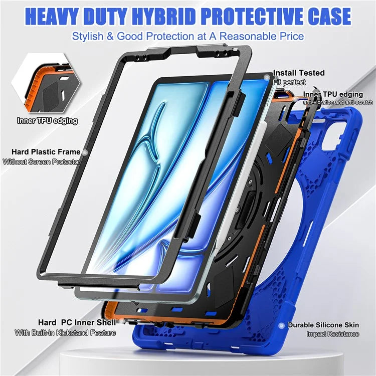 For iPad Air 13 (2024) Case TPU+PC+Silicone Kickstand Anti-Drop Tablet Cover