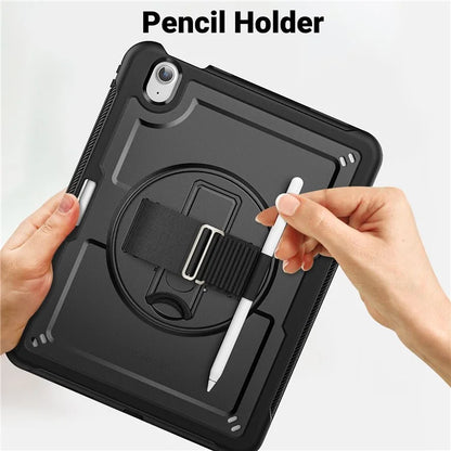 For iPad Air 11 (2024) Case Heat Dissipation PC+TPU Tablet Cover Rotating Hand Strap Kickstand