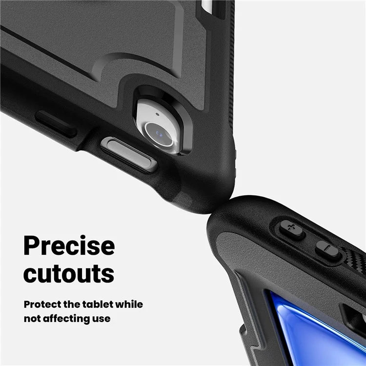 For iPad Air 11 (2024) Case Heat Dissipation PC+TPU Tablet Cover Rotating Hand Strap Kickstand