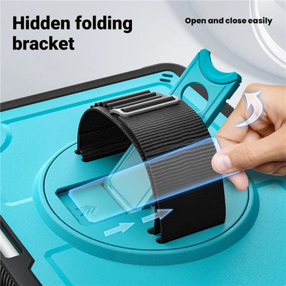 For iPad Air 11 (2024) Case Heat Dissipation PC+TPU Tablet Cover Rotating Hand Strap Kickstand
