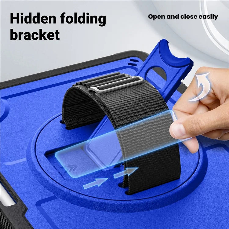 For iPad Air 11 (2024) Case Heat Dissipation PC+TPU Tablet Cover Rotating Hand Strap Kickstand
