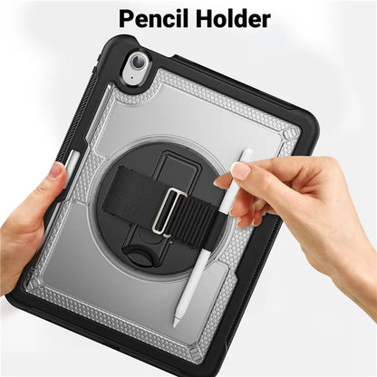 For iPad Air 11 (2024) Case Heat Dissipation PC+TPU Tablet Cover Rotating Hand Strap Kickstand