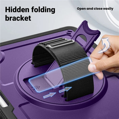 For iPad Air 11 (2024) Case Heat Dissipation PC+TPU Tablet Cover Rotating Hand Strap Kickstand
