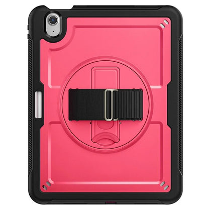 For iPad Air 11 (2024) Case Kickstand PC+TPU Tablet Cover with Pencil Holder Shoulder Strap