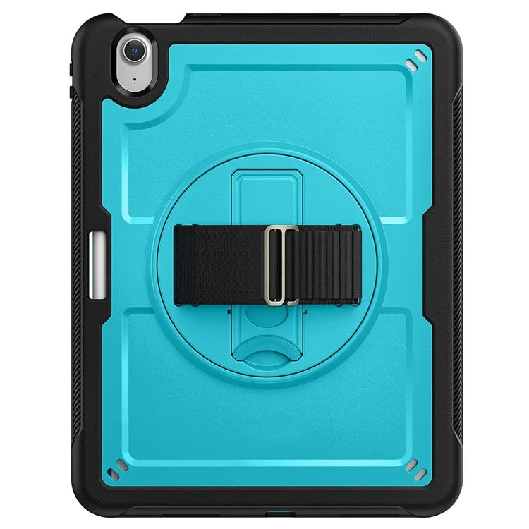 For iPad Air 11 (2024) Case Kickstand PC+TPU Tablet Cover with Pencil Holder Shoulder Strap