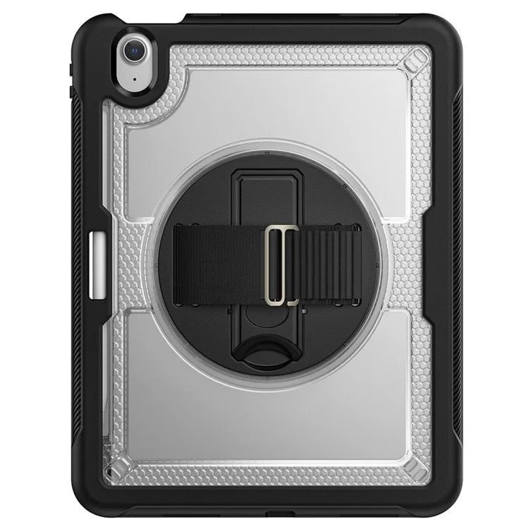 For iPad Air 11 (2024) Case Kickstand PC+TPU Tablet Cover with Pencil Holder Shoulder Strap