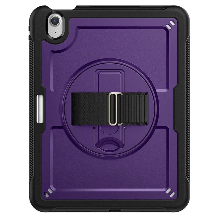 For iPad Air 11 (2024) Case Kickstand PC+TPU Tablet Cover with Pencil Holder Shoulder Strap