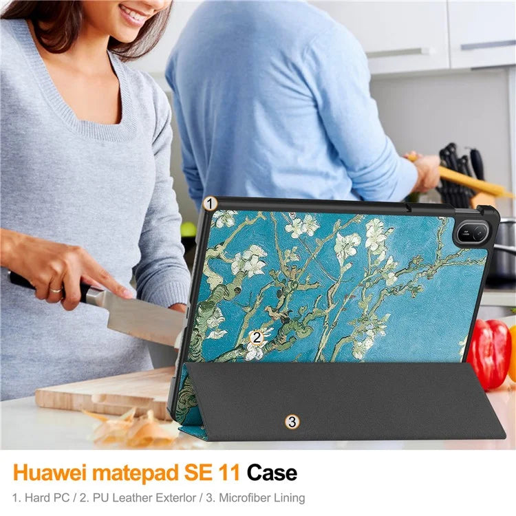 For Huawei MatePad SE 11 Stand Case Pattern Print Leather Tablet Cover