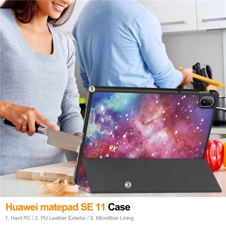 For Huawei MatePad SE 11 Stand Case Pattern Print Leather Tablet Cover