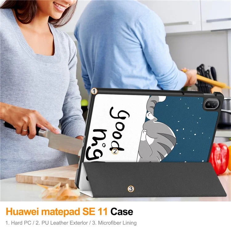 For Huawei MatePad SE 11 Stand Case Pattern Print Leather Tablet Cover