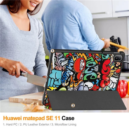 For Huawei MatePad SE 11 Stand Case Pattern Print Leather Tablet Cover