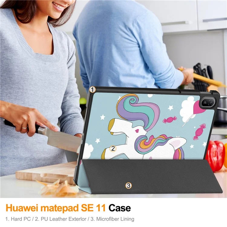 For Huawei MatePad SE 11 Stand Case Pattern Print Leather Tablet Cover
