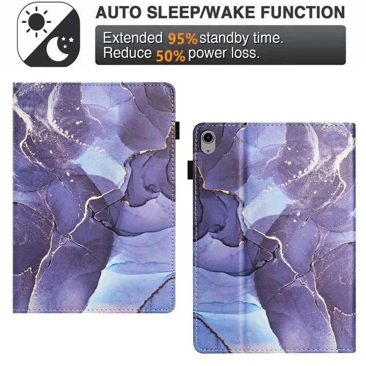 For iPad 10.9 (2022) Case Marble Pattern Leather Stand Cover with Auto Wake / Sleep