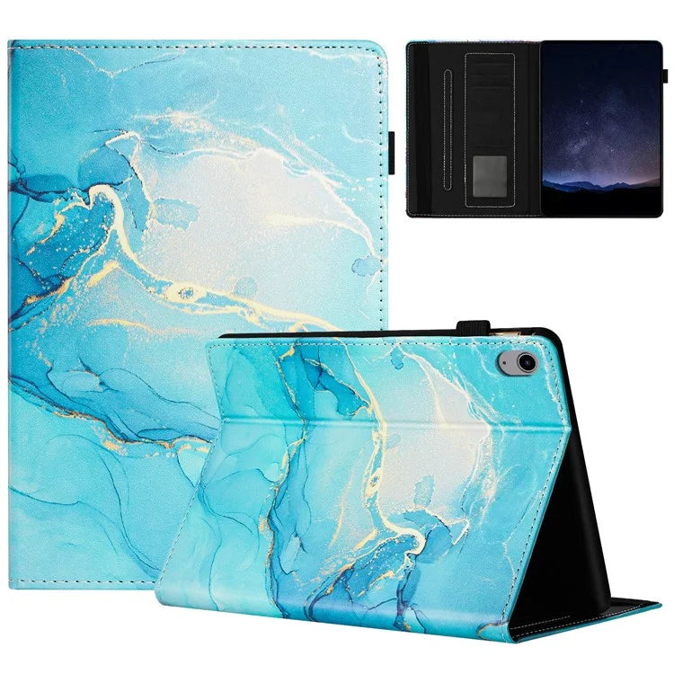 For iPad 10.9 (2022) Case Marble Pattern Leather Stand Cover with Auto Wake / Sleep