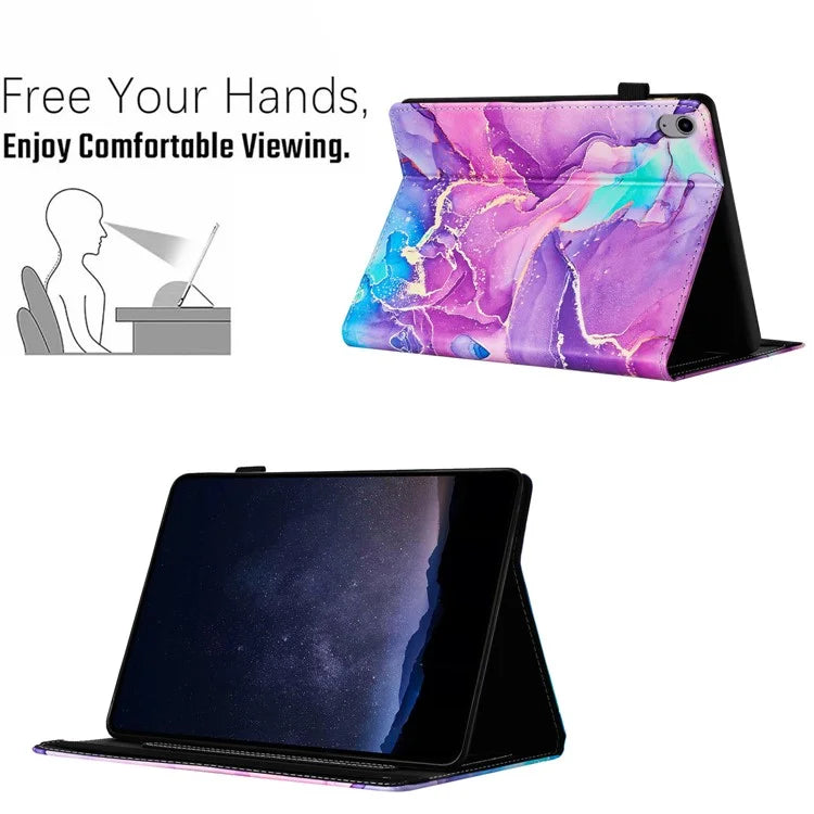 For iPad 10.9 (2022) Case Marble Pattern Leather Stand Cover with Auto Wake / Sleep