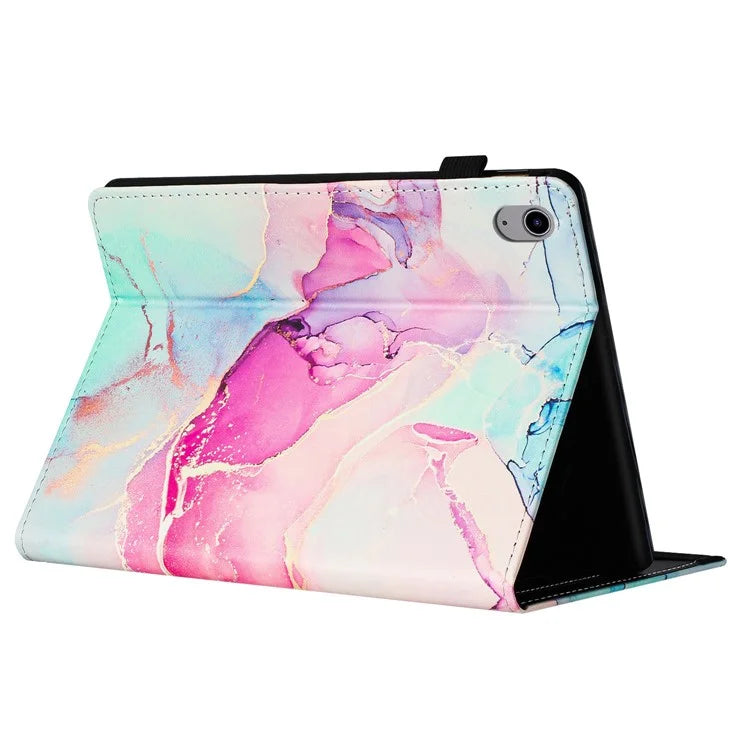 For iPad 10.9 (2022) Case Marble Pattern Leather Stand Cover with Auto Wake / Sleep