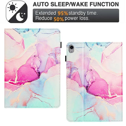 For iPad 10.9 (2022) Case Marble Pattern Leather Stand Cover with Auto Wake / Sleep