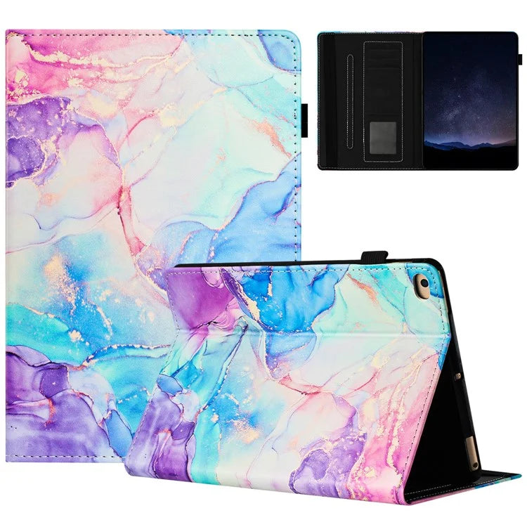 For iPad 9.7-inch (2018) / (2017) Case Folio Stand Marble Pattern Leather Smart Cover