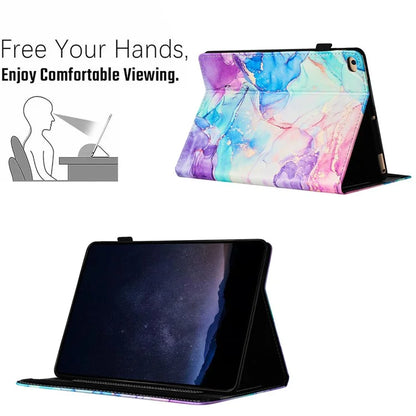 For iPad 9.7-inch (2018) / (2017) Case Folio Stand Marble Pattern Leather Smart Cover