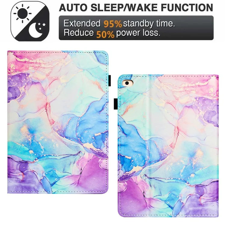 For iPad 9.7-inch (2018) / (2017) Case Folio Stand Marble Pattern Leather Smart Cover
