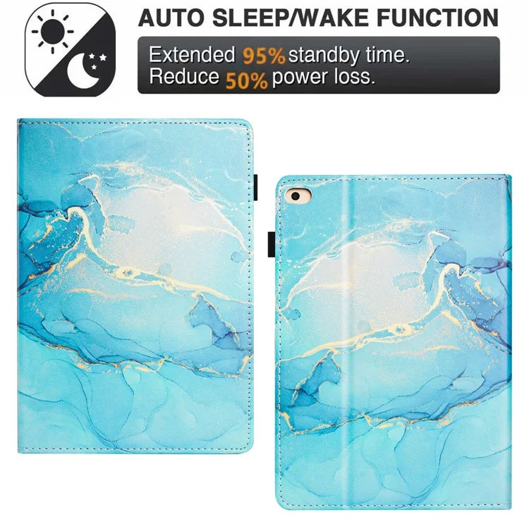 For iPad Mini / Mini 2 / mini 3 / mini 4 / mini (2019) 7.9 inch Case Marble Leather Cover with Pencil Holder, Auto Wake / Sleep