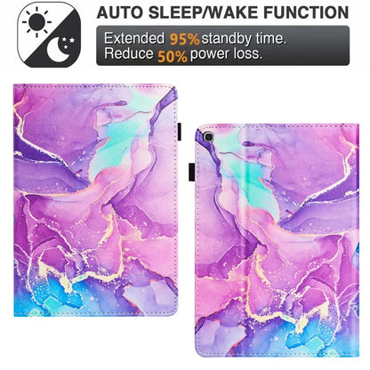 For Samsung Galaxy Tab A 10.1 (2019) T510 Leather Case Auto Sleep / Wake Marble Tablet Cover