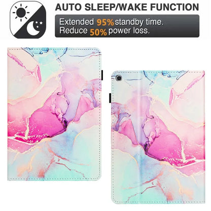 For Samsung Galaxy Tab A 10.1 (2019) T510 Leather Case Auto Sleep / Wake Marble Tablet Cover