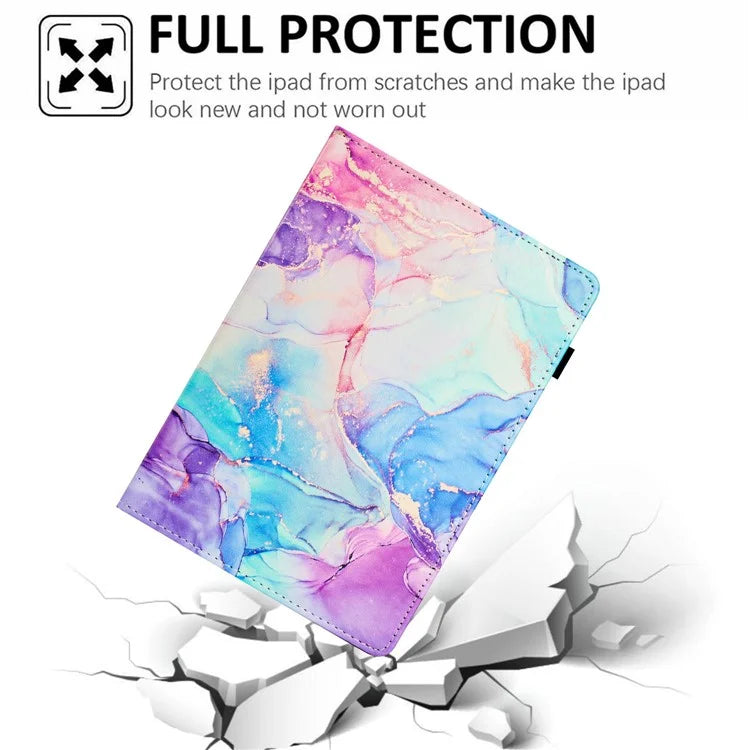 For Samsung Galaxy Tab A 10.1 (2019) T510 Leather Case Auto Sleep / Wake Marble Tablet Cover