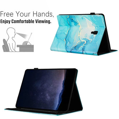 For Samsung Galaxy Tab A 10.5 (2018) T590 T595 Case Smart Leather Cover Multi-Angle Stand Marble Pattern