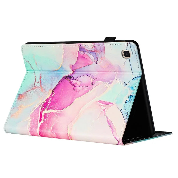 For Samsung Galaxy Tab A7 10.4 (2020) T500 Case Folio Stand PU Leather Marble Cover with Pencil Holder