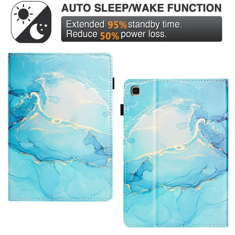 For Samsung Galaxy Tab S6 Lite (2024) / (2022) / (2020) P610 Case PU Leather Marble Cover with Auto Wake / Sleep