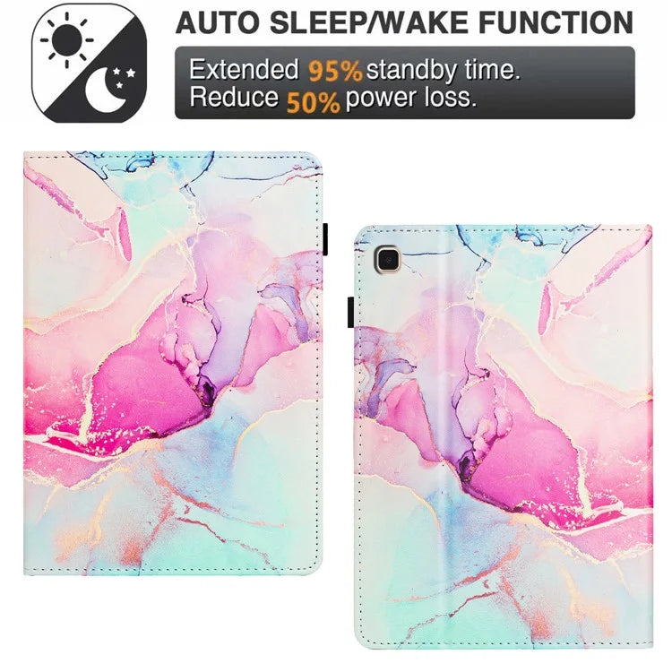 For Samsung Galaxy Tab S6 Lite (2024) / (2022) / (2020) P610 Case PU Leather Marble Cover with Auto Wake / Sleep