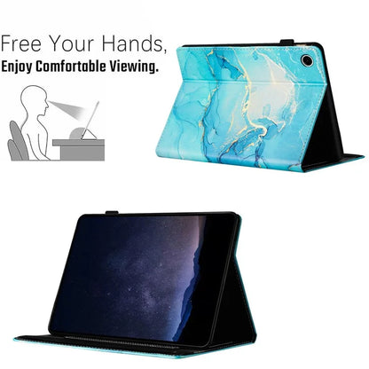 For Samsung Galaxy Tab A8 10.5 (2021) X200 X205 / (2022) Case Leather Business Folio Cover Marble Printing
