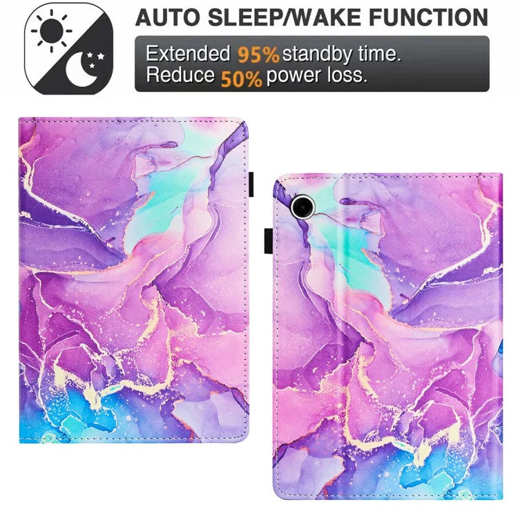 For Samsung Galaxy Tab A8 10.5 (2021) X200 X205 / (2022) Case Leather Business Folio Cover Marble Printing