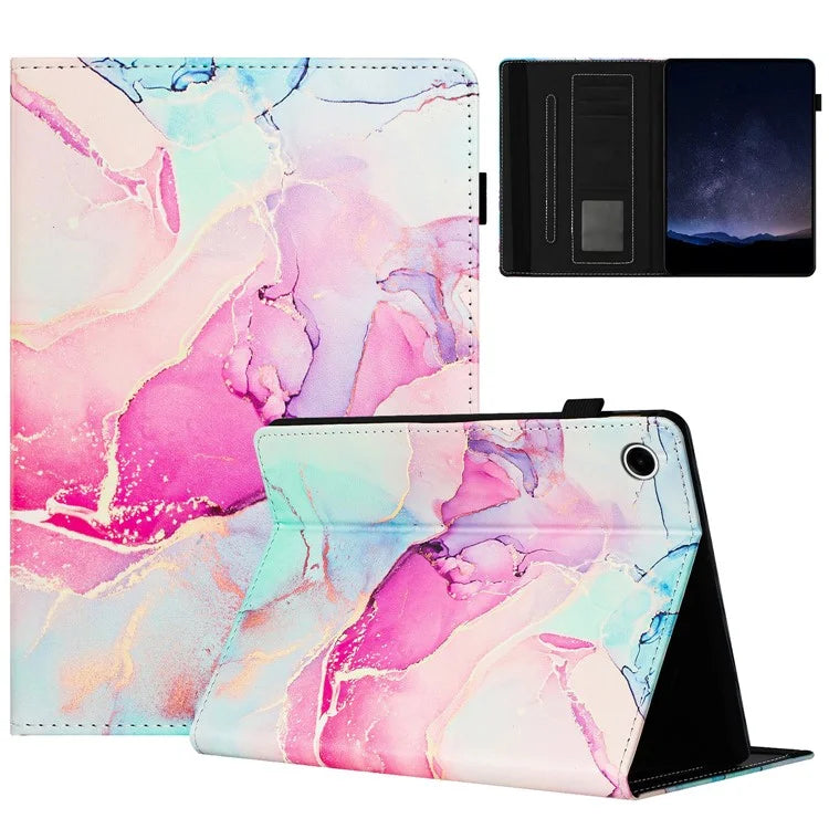 For Samsung Galaxy Tab A9 Case Marble Pattern Leather Stand Protective Cover with Auto Sleep / Wake