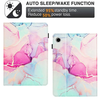 For Samsung Galaxy Tab A9 Case Marble Pattern Leather Stand Protective Cover with Auto Sleep / Wake