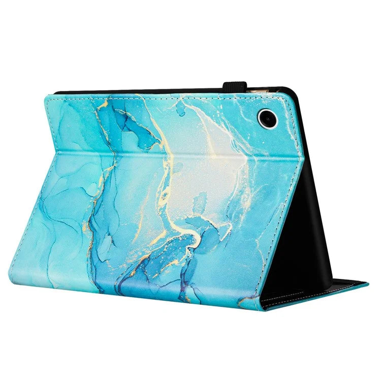 For Samsung Galaxy Tab A9 Case Marble Pattern Leather Stand Protective Cover with Auto Sleep / Wake