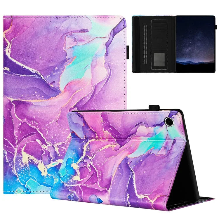 For Samsung Galaxy Tab A9 Case Marble Pattern Leather Stand Protective Cover with Auto Sleep / Wake