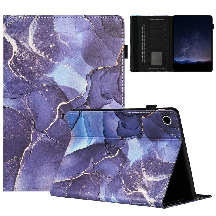 For Samsung Galaxy Tab A9 Case Marble Pattern Leather Stand Protective Cover with Auto Sleep / Wake