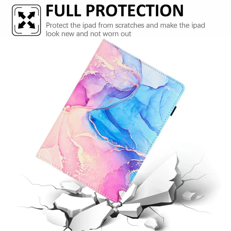 For Samsung Galaxy Tab A9 Case Marble Pattern Leather Stand Protective Cover with Auto Sleep / Wake
