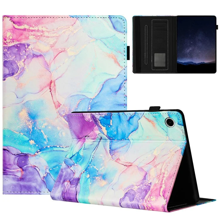 For Samsung Galaxy Tab A9 Case Marble Pattern Leather Stand Protective Cover with Auto Sleep / Wake