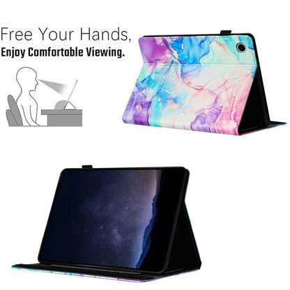 For Samsung Galaxy Tab A9 Case Marble Pattern Leather Stand Protective Cover with Auto Sleep / Wake