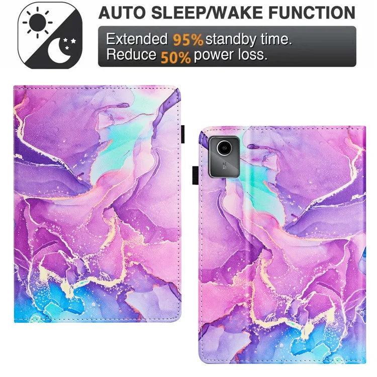 For Lenovo Tab M11 / Xiaoxin Pad 11 2024 Case Marble Leather Protective Tablet Cover Auto Wake Sleep