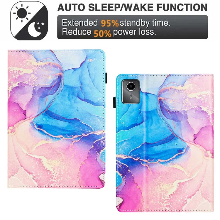 For Lenovo Tab M11 / Xiaoxin Pad 11 2024 Case Marble Leather Protective Tablet Cover Auto Wake Sleep