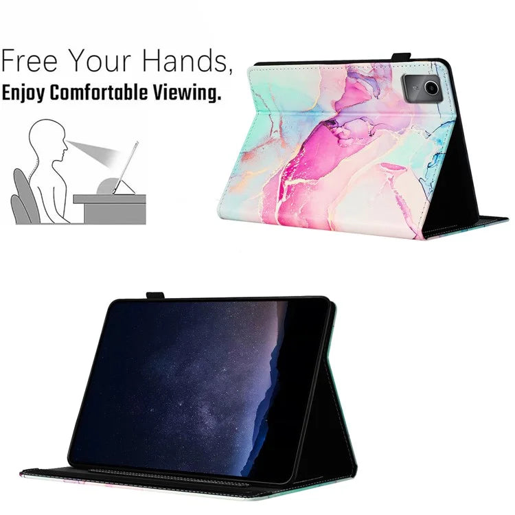 For Lenovo Tab M11 / Xiaoxin Pad 11 2024 Case Marble Leather Protective Tablet Cover Auto Wake Sleep
