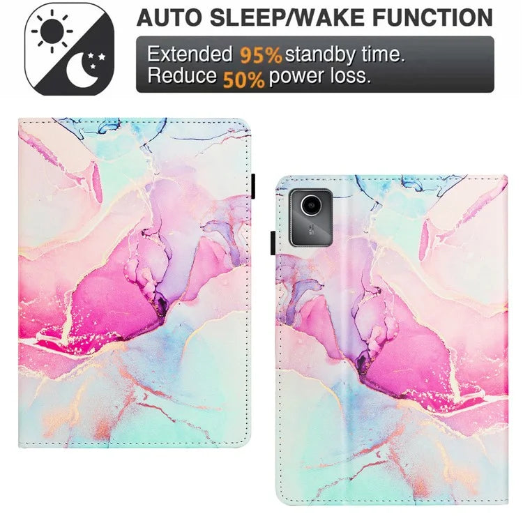 For Lenovo Tab M11 / Xiaoxin Pad 11 2024 Case Marble Leather Protective Tablet Cover Auto Wake Sleep