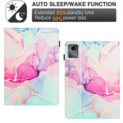 For Lenovo Tab M11 / Xiaoxin Pad 11 2024 Case Marble Leather Protective Tablet Cover Auto Wake Sleep