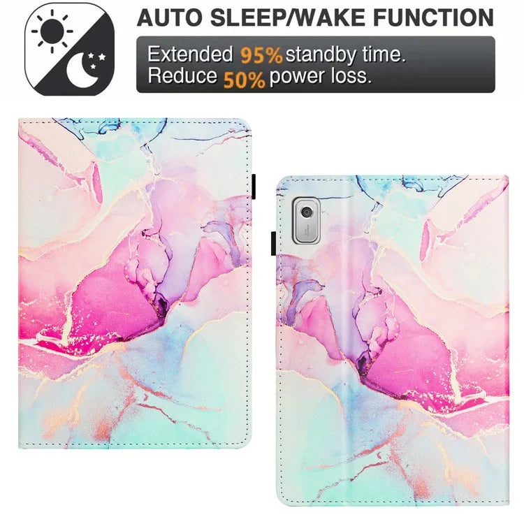 For Lenovo Tab M9 Case Leather Full Protection Stand Tablet Cover Marble Pattern