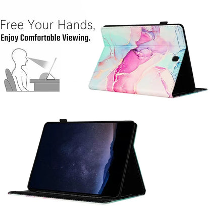For Samsung Galaxy Tab A 8.0 SM-T350 (2015) Case Card Slots Smart Marble Leather Tablet Cover