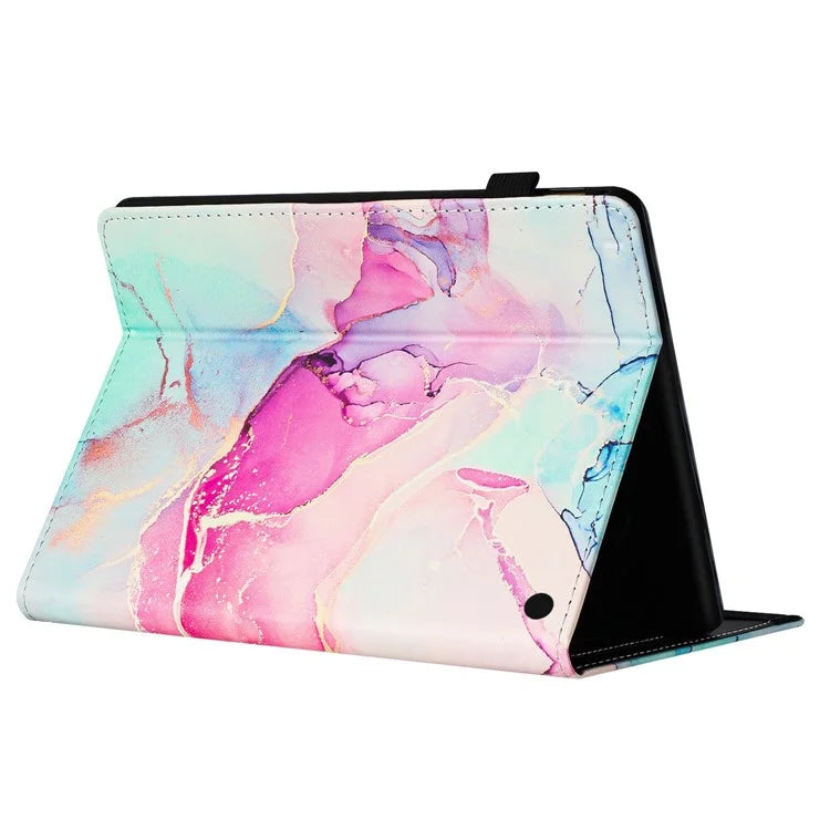 For Amazon Fire HD 10 (2023) / (2021) Case Stand Leather Marble Pattern Tablet Cover Card Holder